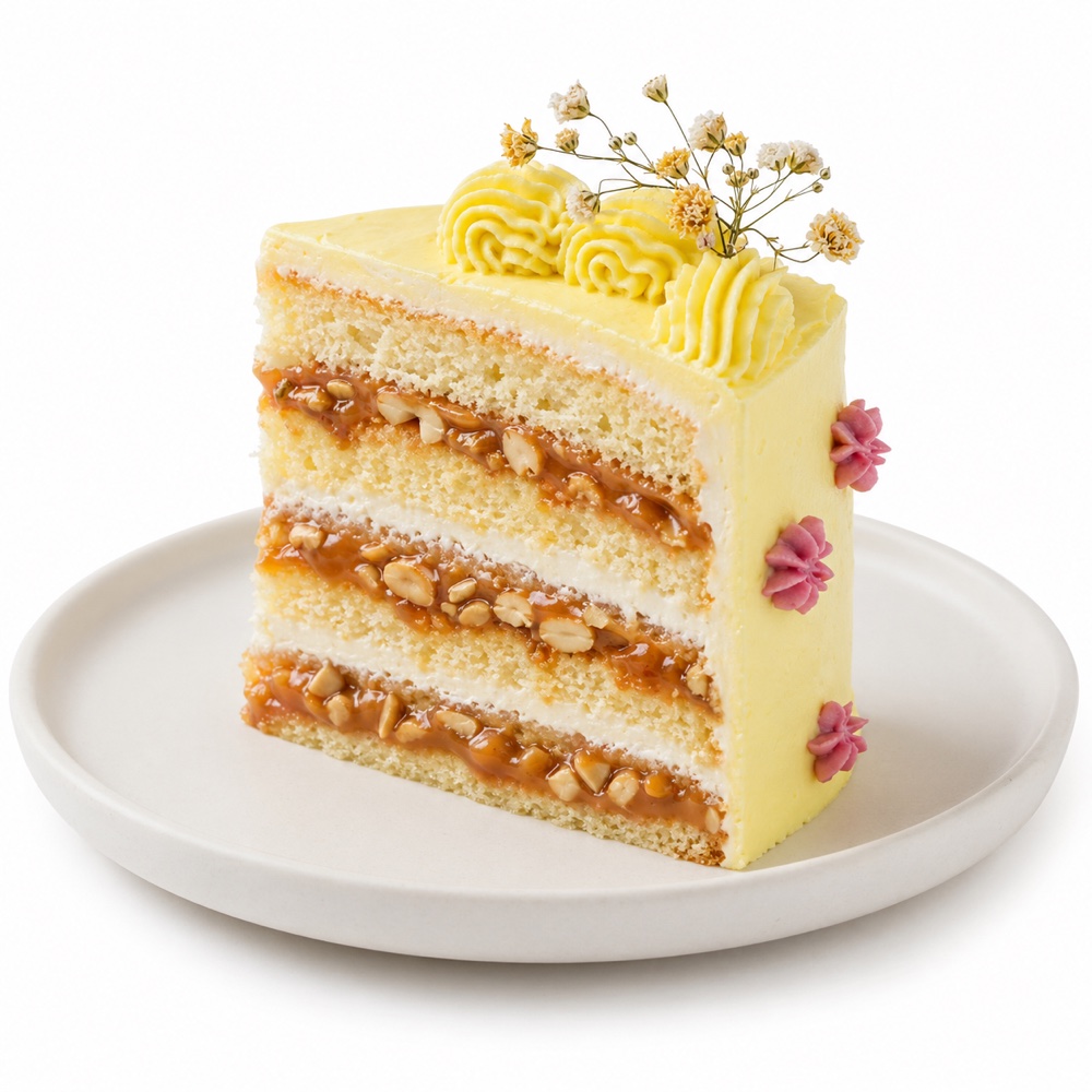 Caramel Peanut Cake Slice